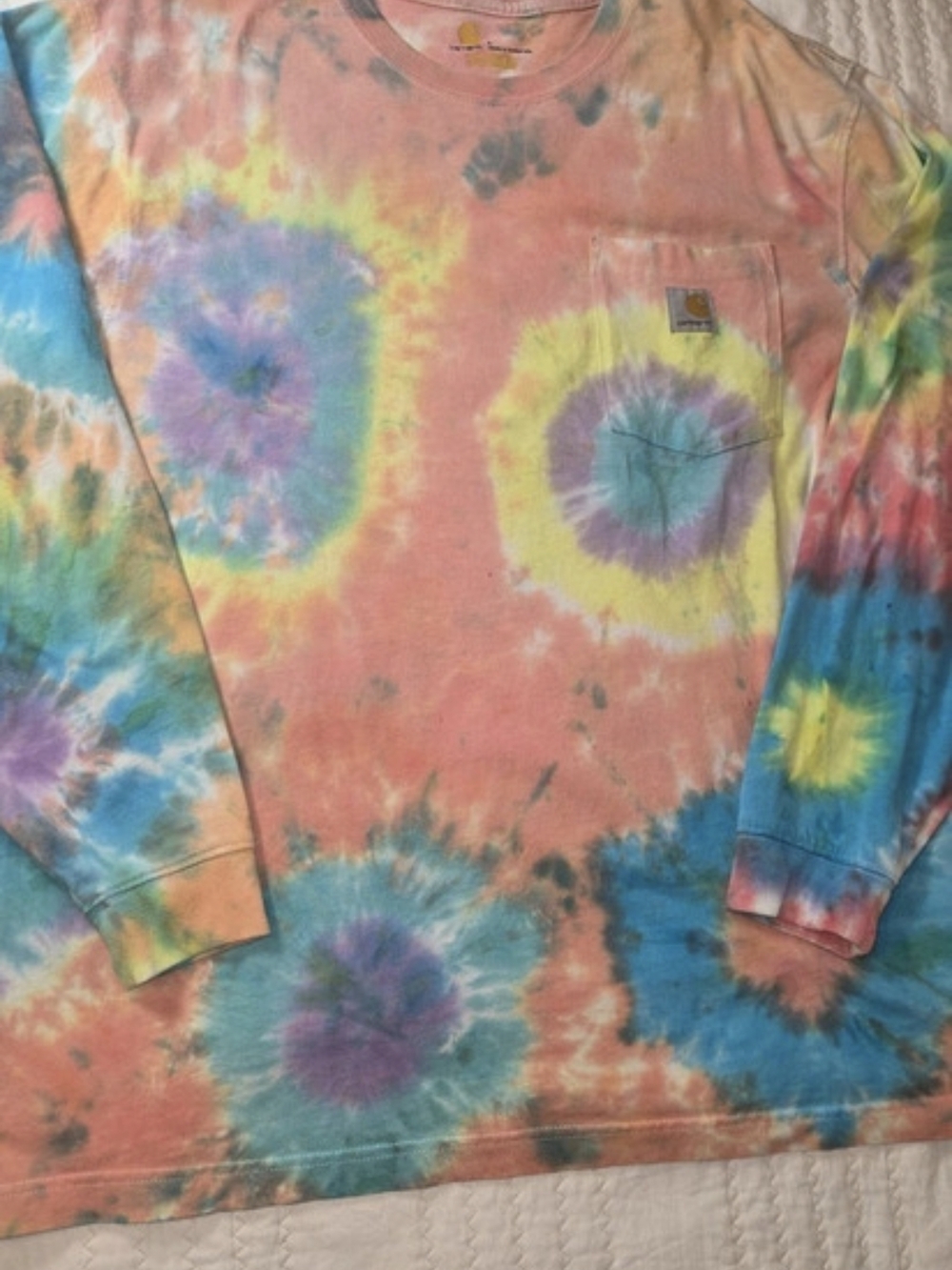 Carhartt Tie-Dye Long Sleeve Tee in Pink & Blue